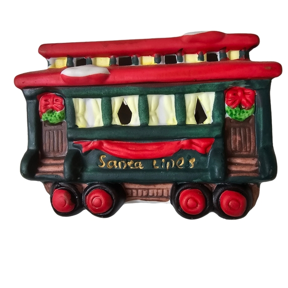 Holiday Trim 3 Piece Porcelain Santa Train Set Christmas Decor North Pole Xmas - Picture 12 of 13